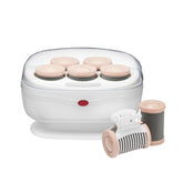 Conair front view of jumbo roller set showing compact white base and rollers for quick styling
