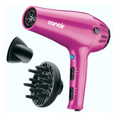 Conair secador frontal rosa mostrando diseño compacto y potencia