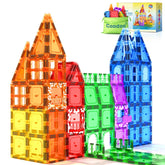 Coodoo front packaging showing 60-piece magnetic tile set and benefits of variety