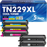Cool Toner paquete TN229XL mostrando frentes de cartuchos y beneficio de suministro completo