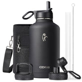 Coolflask vista frontal de la botella 64 oz mostrando diseño y capacidad