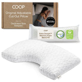 Coop Home Goods front view of cut-out pillow showing ergonomic support benefit