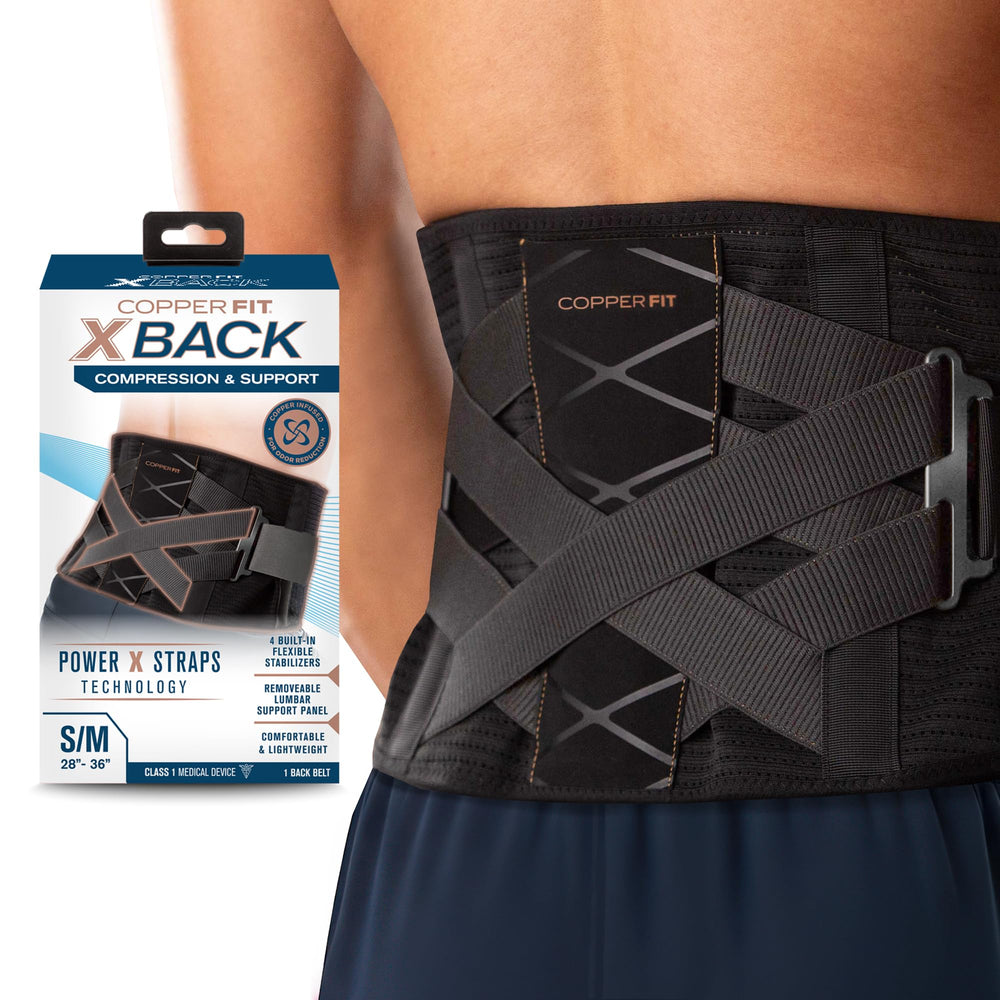 Copper Fit X-Back Brace front view showing fit and discreet profile for daily comfort