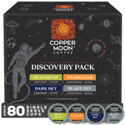 Copper Moon front box showing 80-count variety pack and easy selection benefit