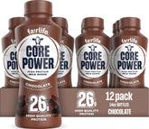 Core Power vista frontal del pack de 12 botellas, práctico y nutritivo