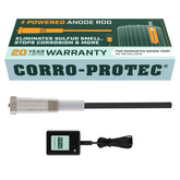 Corro-Protec front view showing powered anode rod and durable finish for long life