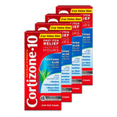 Cortizone 10 front packaging showing four 2 oz tubes and benefits