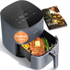 Cosori front view showing grey finish and compact design, Cosori convenience for small kitchens