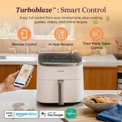 Cosori TurboBlaze panel táctil inteligente mostrando funciones y control sencillo