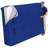 Cosy Family vista frontal de la funda azul protegiendo colchón, protección completa