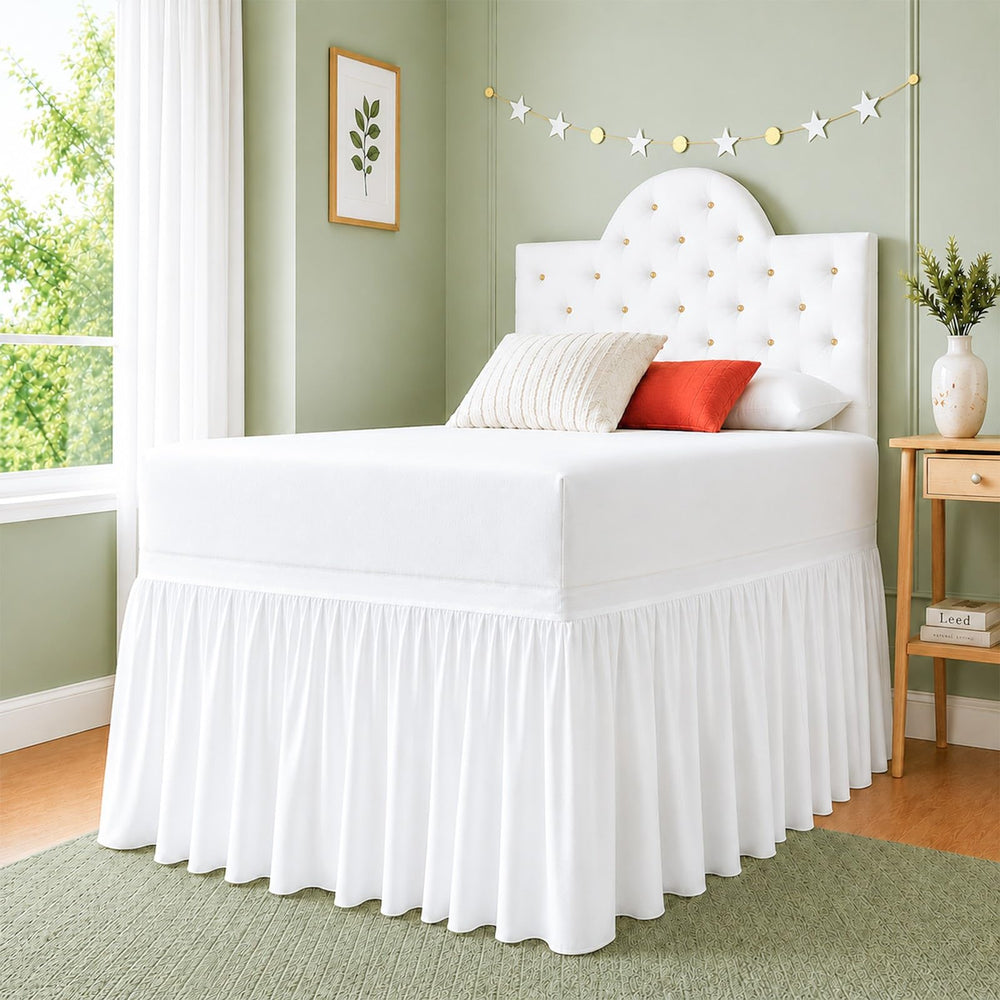 Cottingon falda frontal para cama Twin XL mostrando acabado pulcro