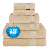 Cotton Paradise front view of beige towel set showing neat packaging and clean styling