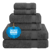 Cotton Paradise front view showing complete smoke gray six-piece set and neat folds