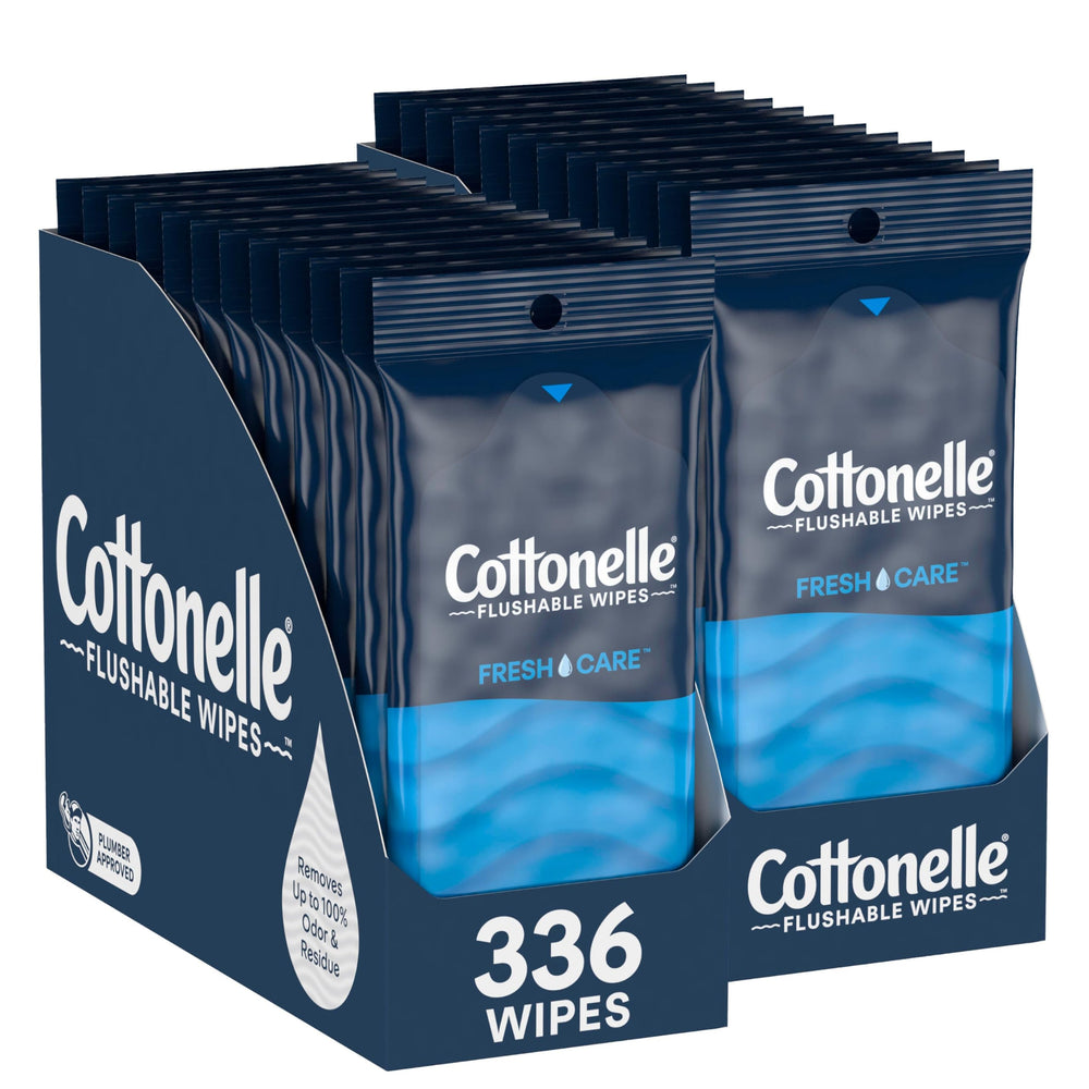 Cottonelle frente del paquete con 24 on-the-go y conveniencia inmediata