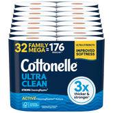 Cottonelle front packaging showing 32 Family Mega Rolls and value