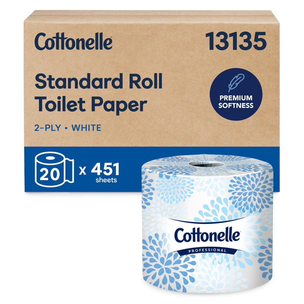 Cottonelle Professional frontal del empaque mostrando 20 rollos y beneficio de presentación profesional