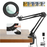 Coyeth front view assembled magnifier lamp showing full unit and clamp for workspace convenience