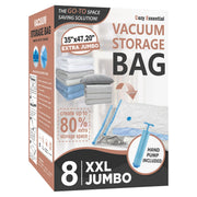 Cozy Essential front packaging view showing eight XXL vacuum bags and hand pump benefit
