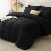 CozyLux edredón frontal negro mostrando cobertura completa y aspecto moderno