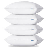 CozyLux front view of four-pack queen pillows showing clean packaging and value
