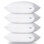 CozyLux front view of four-pack queen pillows showing clean packaging and value