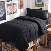 CozyLux comforter front view showing black color and polished look