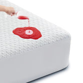 Cozymaker front view of queen protector showing smooth fitted finish and coverage