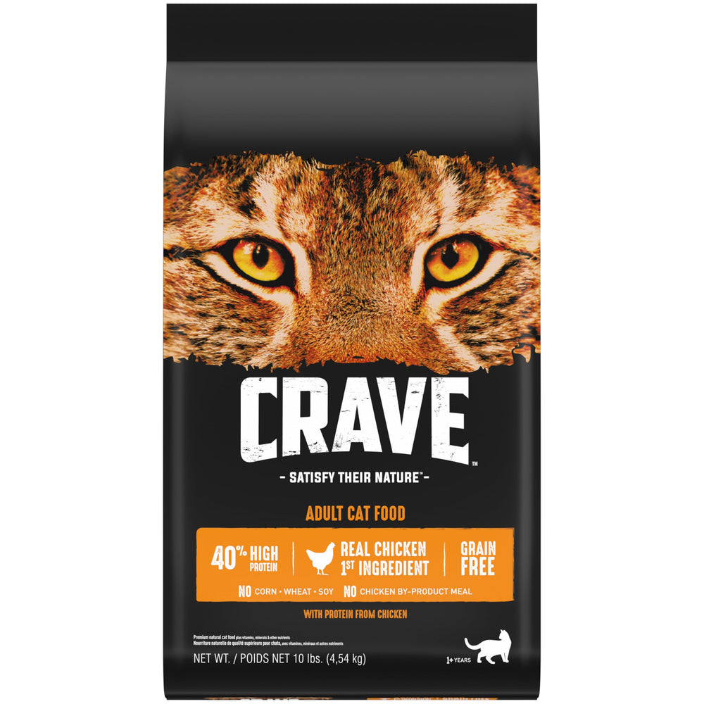 CRAVE bolsa frontal 10 lb mostrando el envase y la marca, ideal para alimentación completa