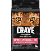 Crave 4 lb bag front packaging showing chicken and salmon benefits