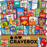 CRAVEBOX front packaging showing the 45-count snack assortment and gift-ready box