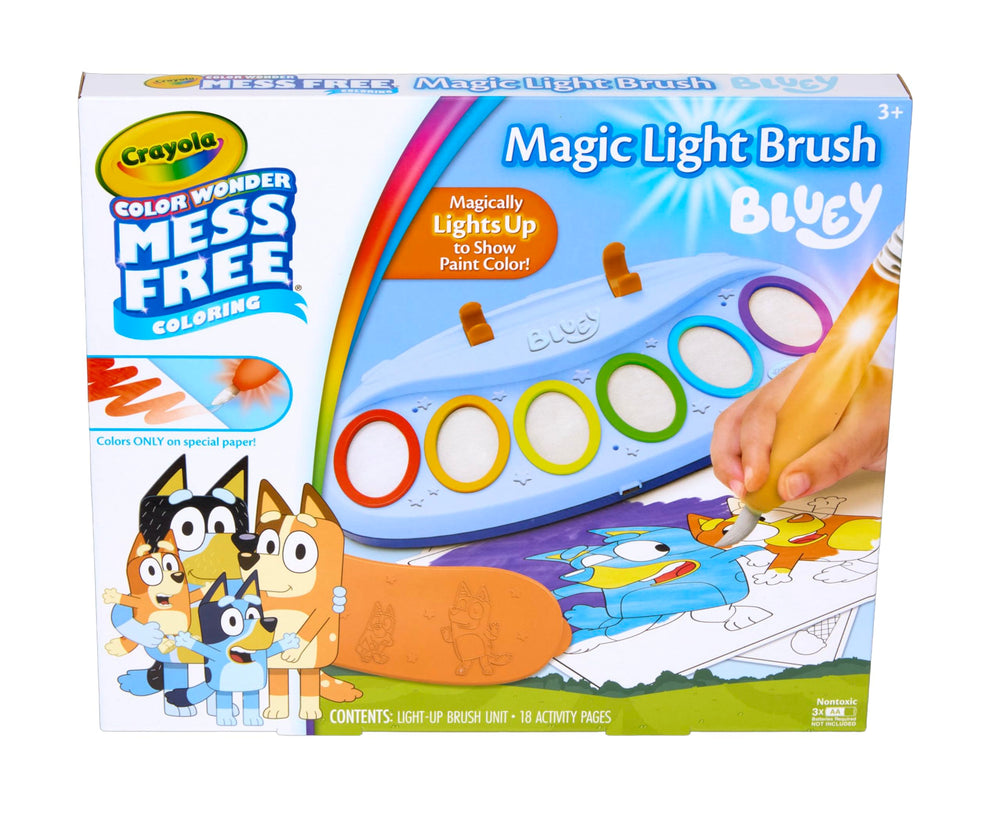 Crayola Bluey pincel mágico frontal mostrando el diseño y facilidad de uso