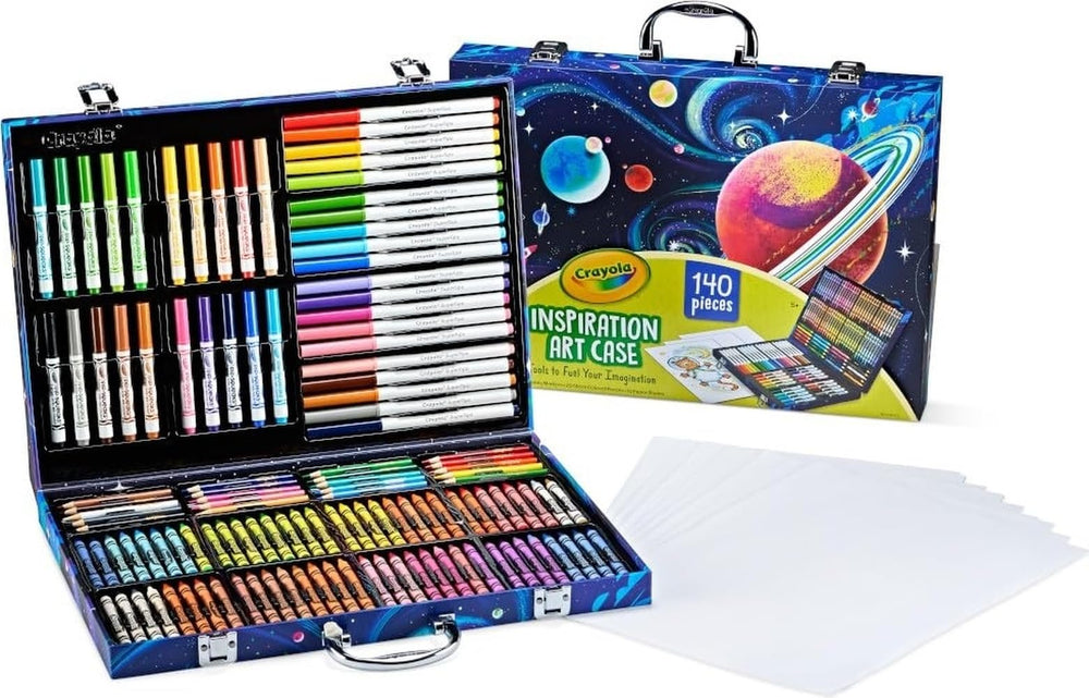 Crayola estuche frontal con diseño espacial y almacenamiento práctico
