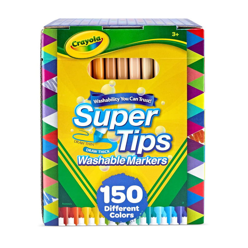 Crayola front packaging showing full 150-count set and color variety
