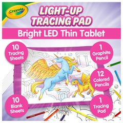 Crayola tabletilla frontal rosa mostrando luz LED y zona de trabajo clara