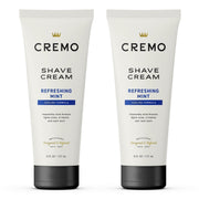 Cremo crema de afeitar frontal mostrando envase y beneficios refrescantes