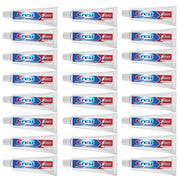 Crest travel tube front packaging showing brand and size for easy identification and portability