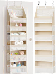 Criusia front view showing six shelves and 13 mesh pockets for organized storage