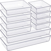 Criusia front view of clear trays showing full 10-piece set and benefits
