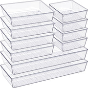 Criusia front view of clear trays showing full 10-piece set and benefits