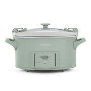 Crock-Pot front view in Desert Sage green showing large capacity and modern-vintage style