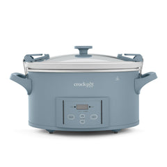 Crock‑Pot front view in Morning Haze blue showing sleek design and large capacity