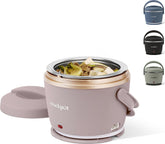 Crock-Pot front view showing blush-pink lunch box and handle, stylish portability benefit
