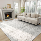 Crority front view of 8x10 rug showing modern white gray abstract design and style