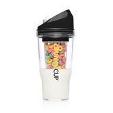 CRUNCHCUP front view in black showing sleek design and portability benefit