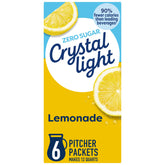 Crystal Light front canister of lemonade powder showing packaging and portion convenience