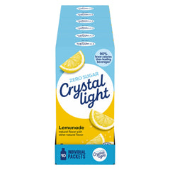Crystal Light frente del empaque con 120 sobres, práctico para almacenar