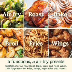 Cuisinart air fryer with roasted chicken inside demonstrating even browning and capacity