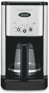 Cuisinart Brew Central front view showing brushed chrome finish and compact design benefit: stylish countertop appeal