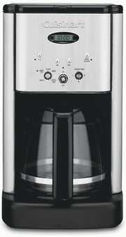 Cuisinart Brew Central front view showing brushed chrome finish and compact design benefit: stylish countertop appeal