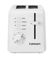 Cuisinart CPT-122 front view showing compact footprint and clean white finish for small counters